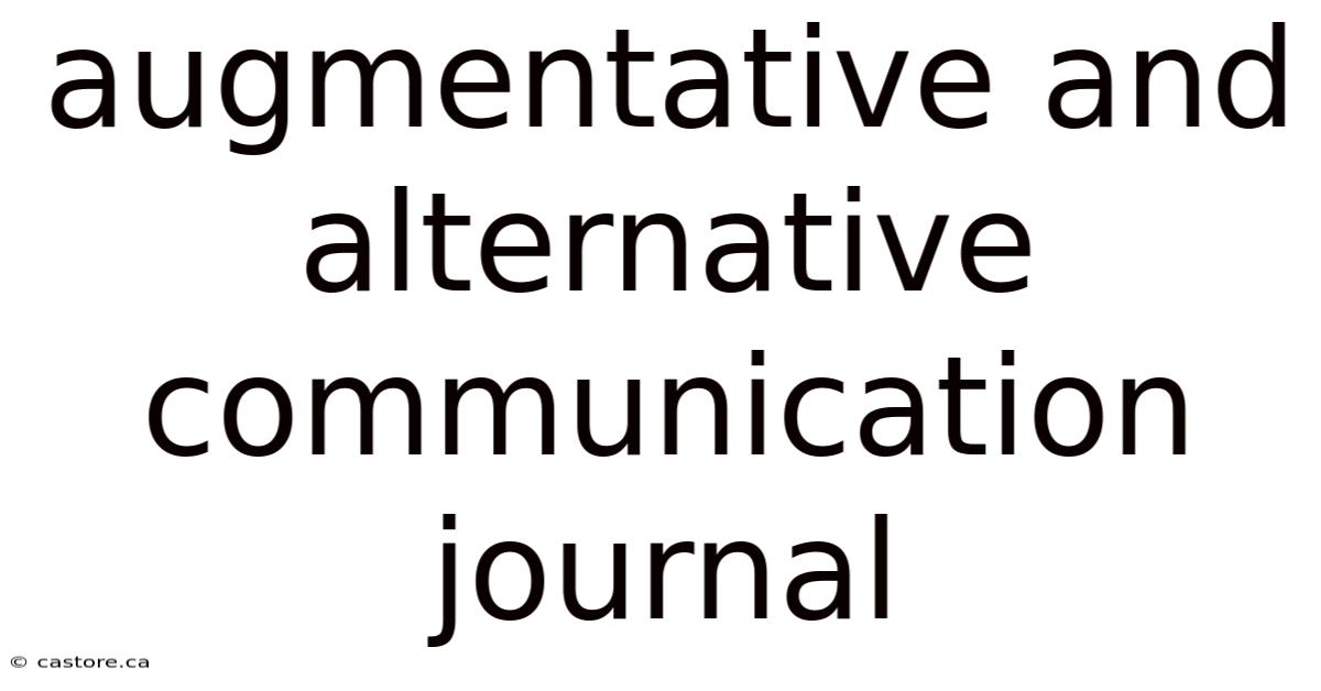 Augmentative And Alternative Communication Journal