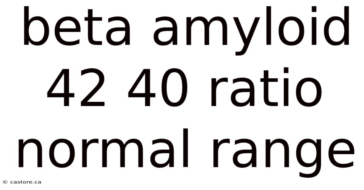 Beta Amyloid 42 40 Ratio Normal Range