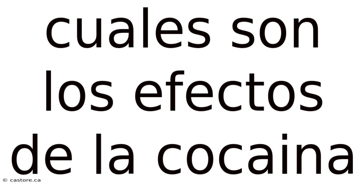 Cuales Son Los Efectos De La Cocaina