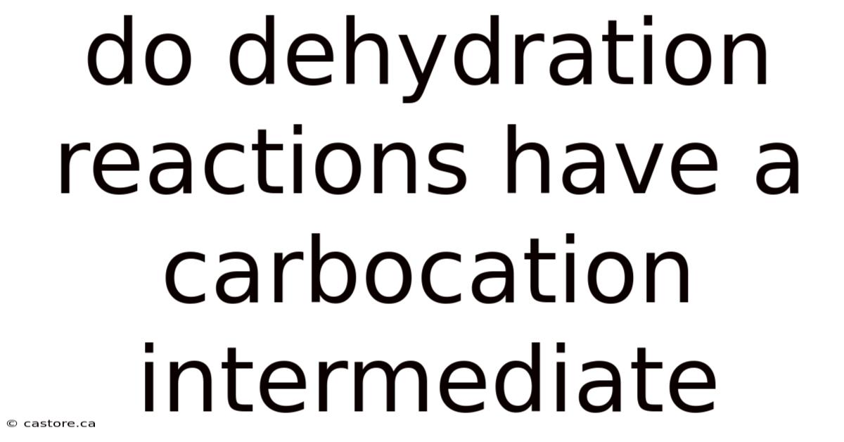 Do Dehydration Reactions Have A Carbocation Intermediate