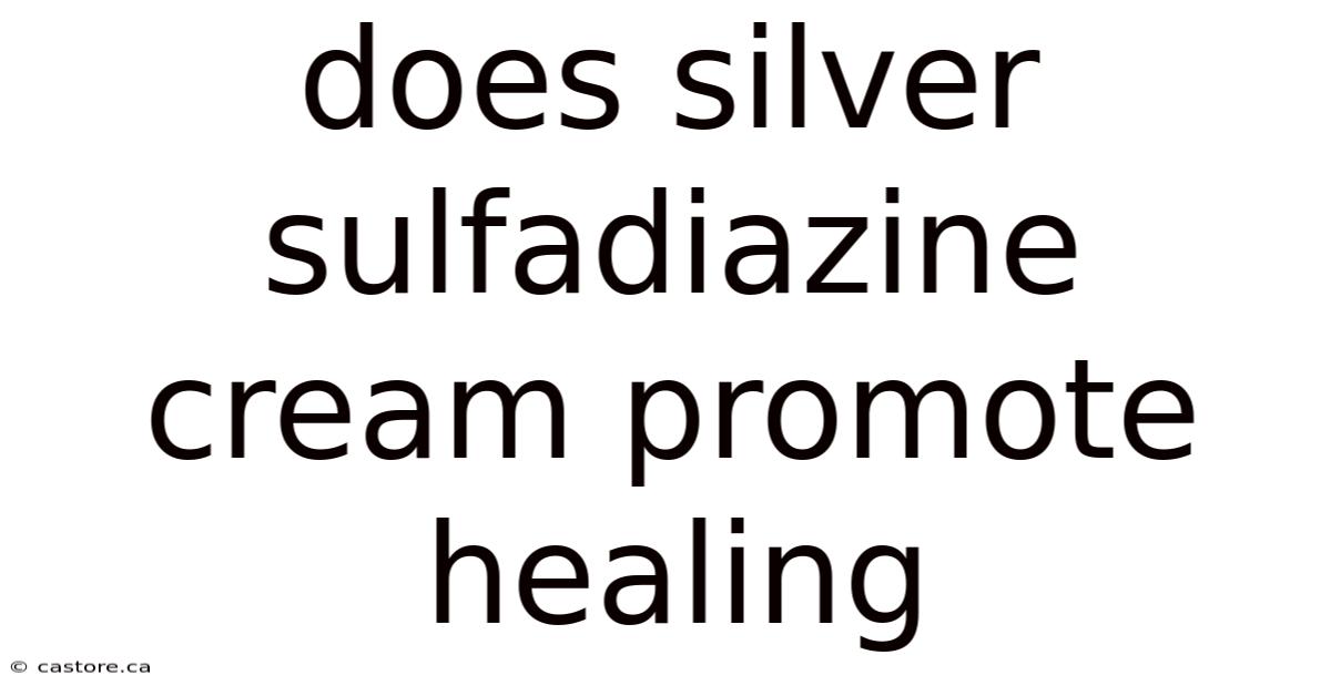 Does Silver Sulfadiazine Cream Promote Healing