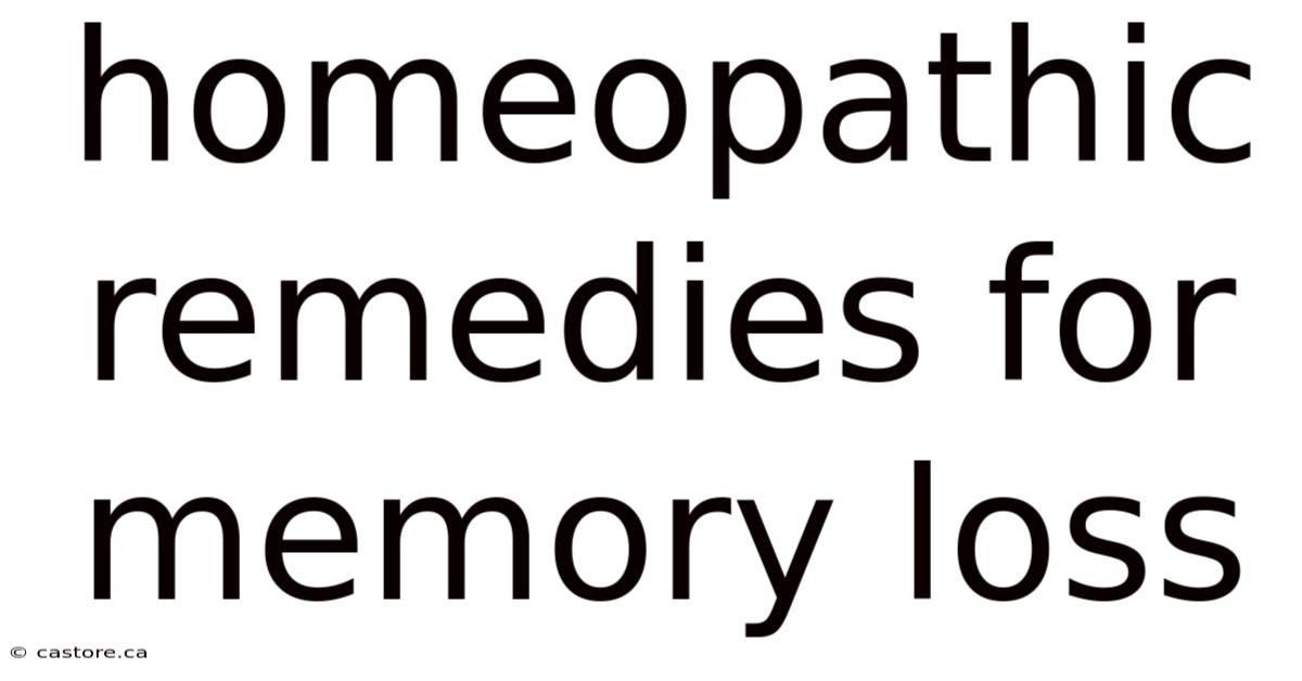 Homeopathic Remedies For Memory Loss