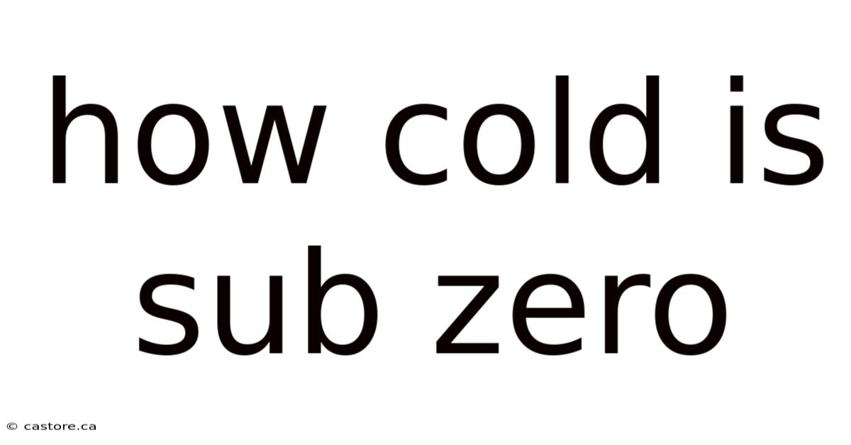 How Cold Is Sub Zero