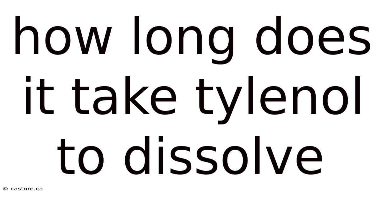 How Long Does It Take Tylenol To Dissolve