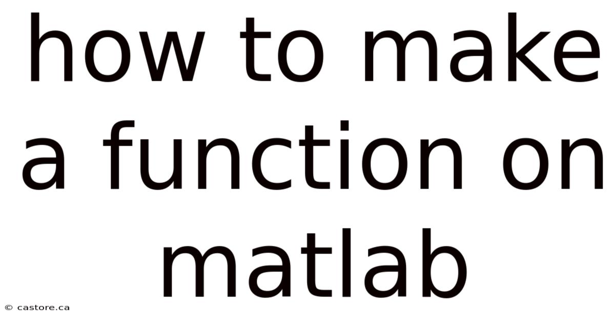 How To Make A Function On Matlab