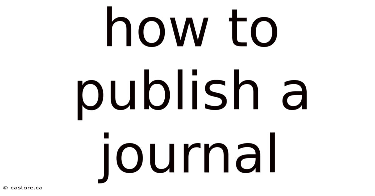 How To Publish A Journal