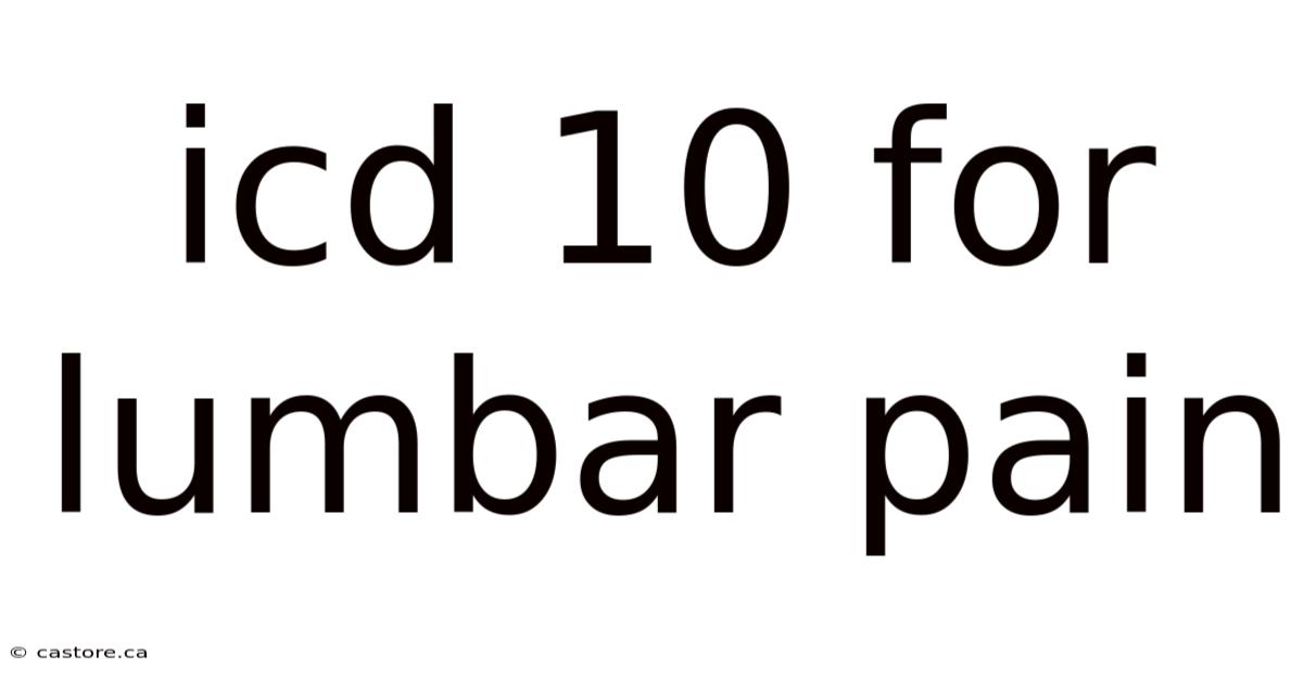 Icd 10 For Lumbar Pain