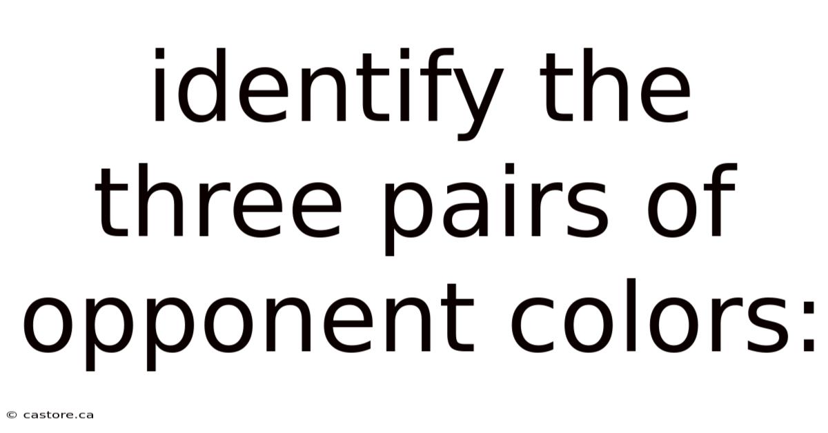 Identify The Three Pairs Of Opponent Colors: