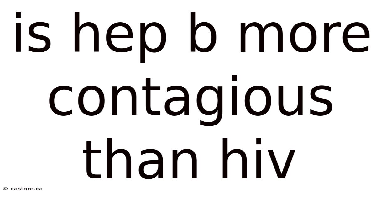 Is Hep B More Contagious Than Hiv