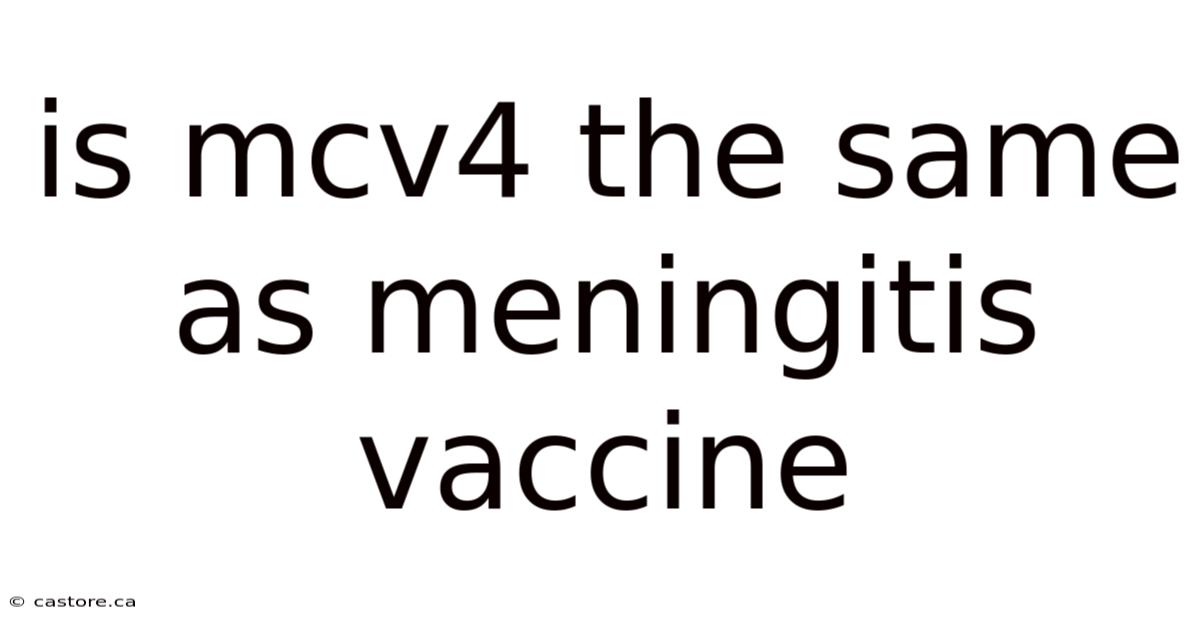Is Mcv4 The Same As Meningitis Vaccine
