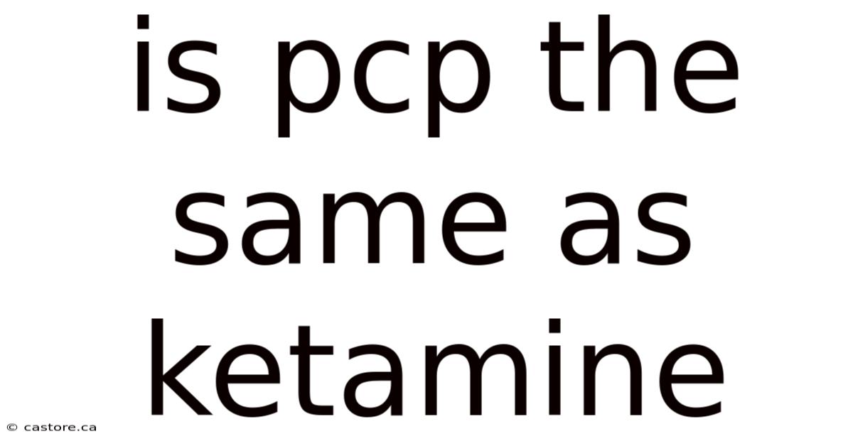 Is Pcp The Same As Ketamine