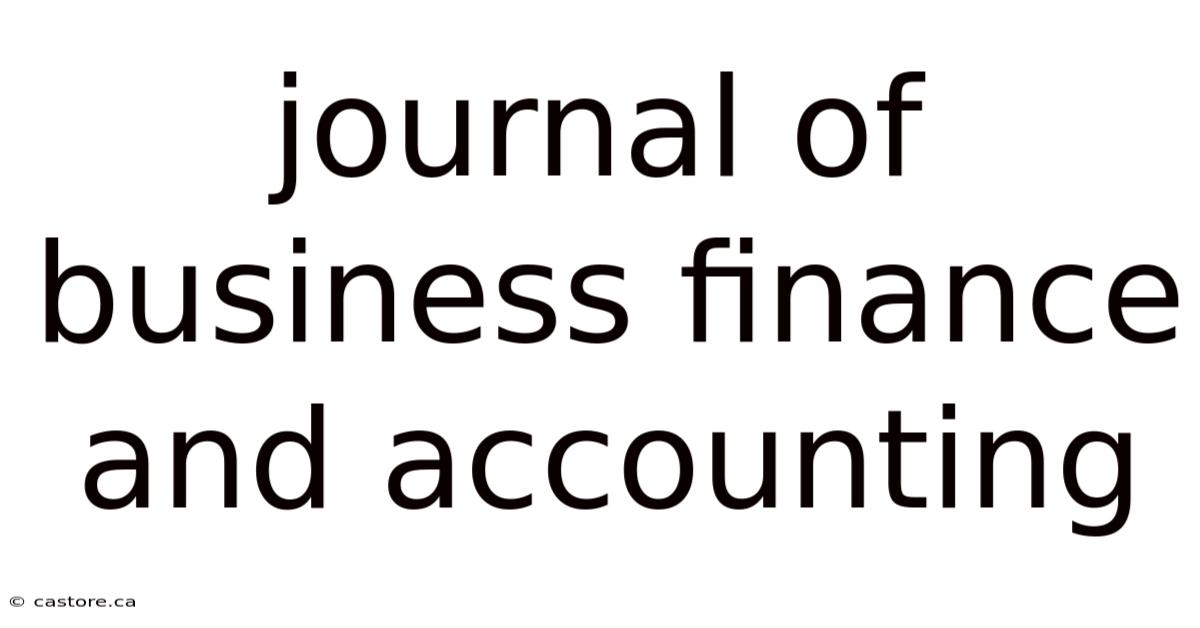 Journal Of Business Finance And Accounting