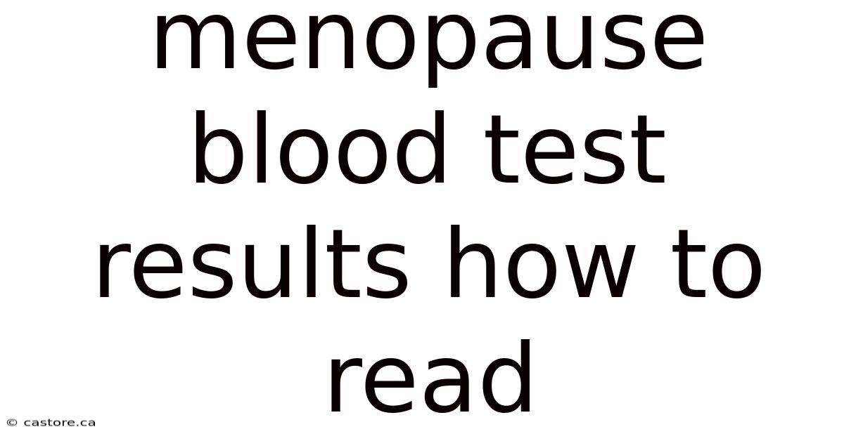 Menopause Blood Test Results How To Read