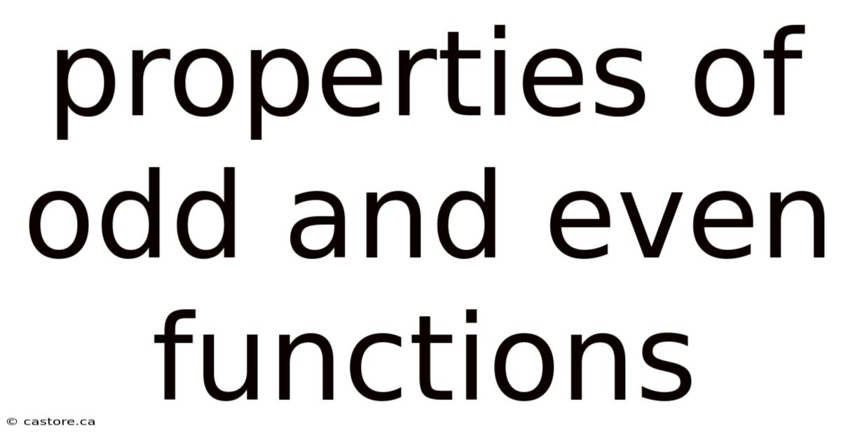 Properties Of Odd And Even Functions