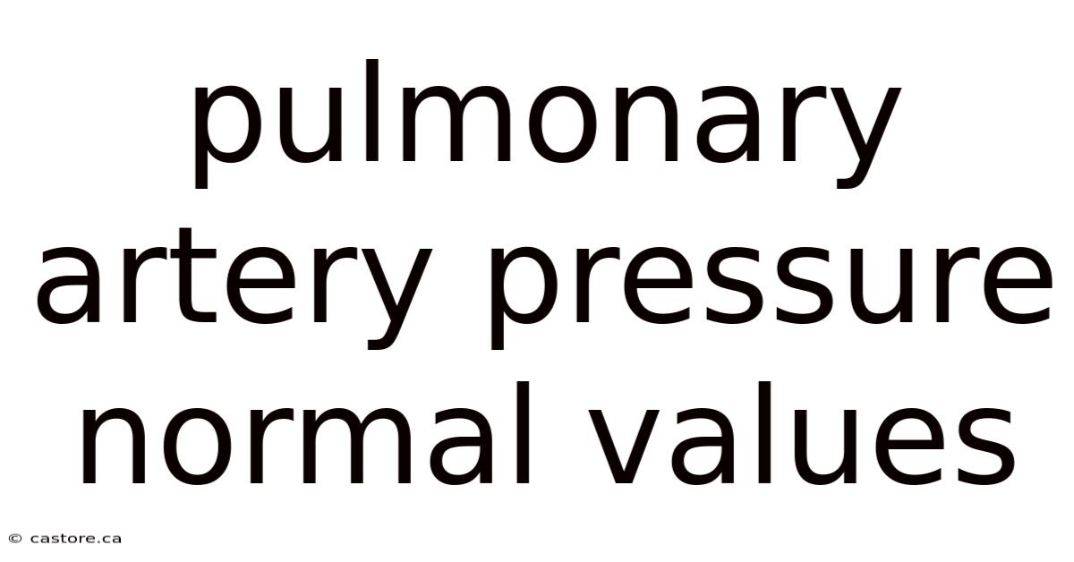 Pulmonary Artery Pressure Normal Values