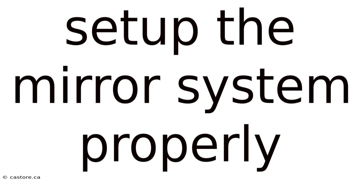 Setup The Mirror System Properly