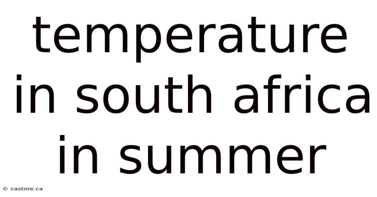 Temperature In South Africa In Summer