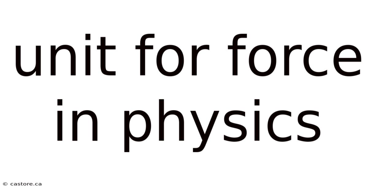Unit For Force In Physics