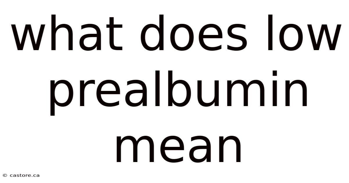 What Does Low Prealbumin Mean