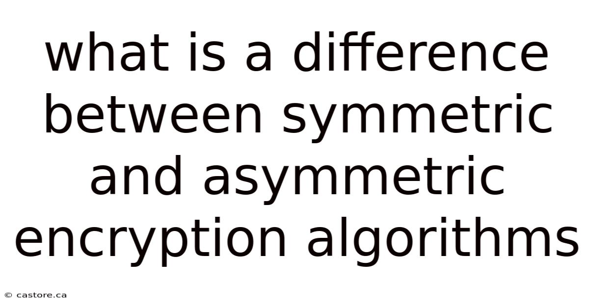 What Is A Difference Between Symmetric And Asymmetric Encryption Algorithms