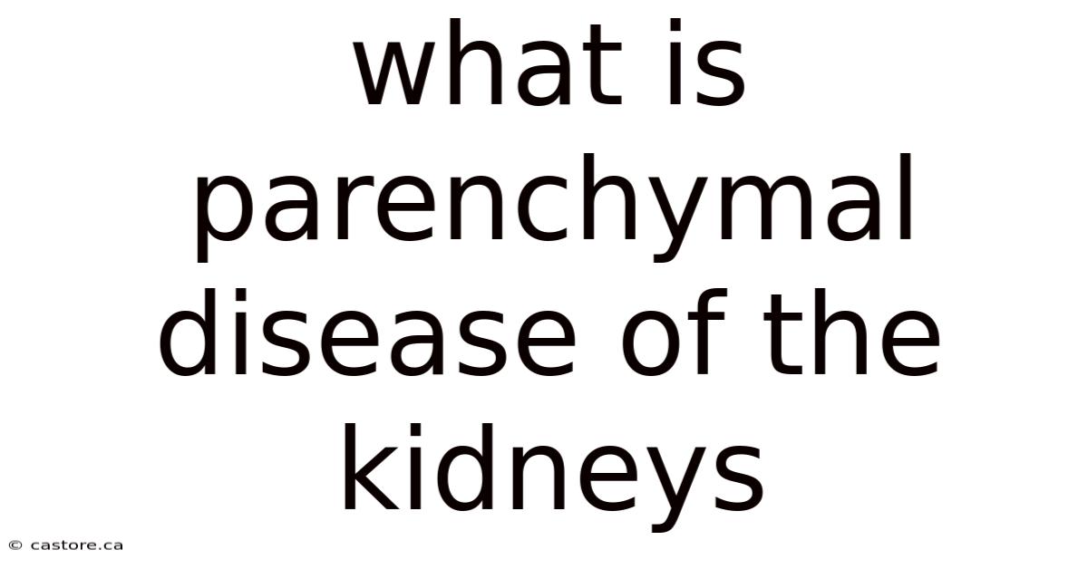 What Is Parenchymal Disease Of The Kidneys