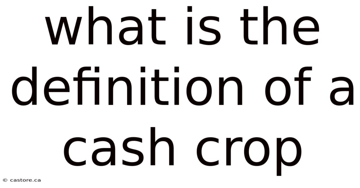 What Is The Definition Of A Cash Crop