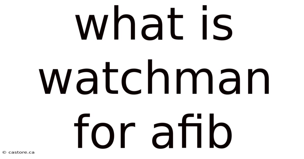 What Is Watchman For Afib