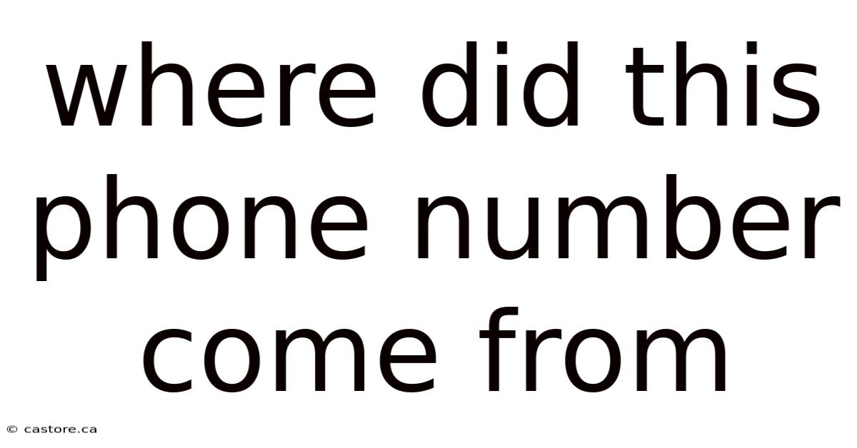 Where Did This Phone Number Come From