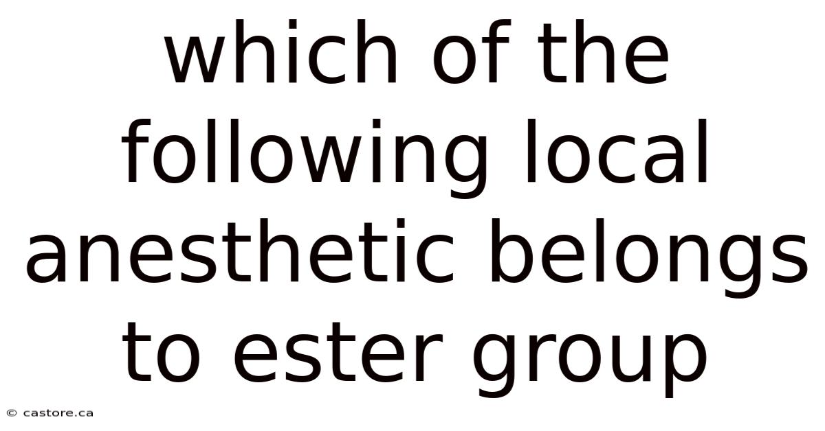 Which Of The Following Local Anesthetic Belongs To Ester Group