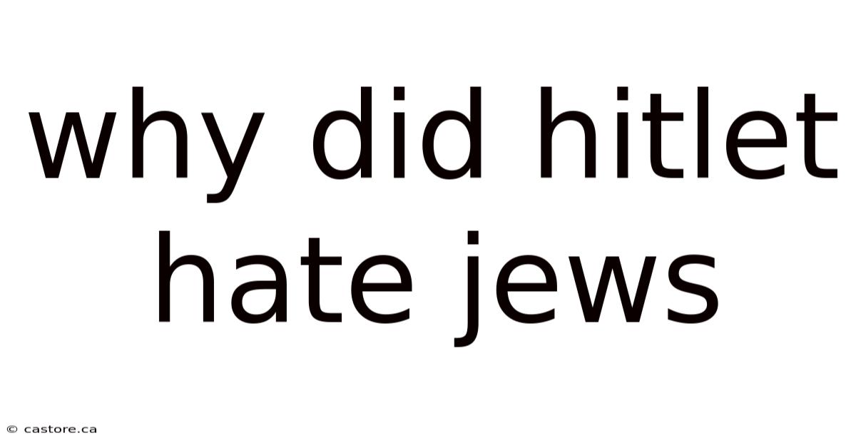 Why Did Hitlet Hate Jews